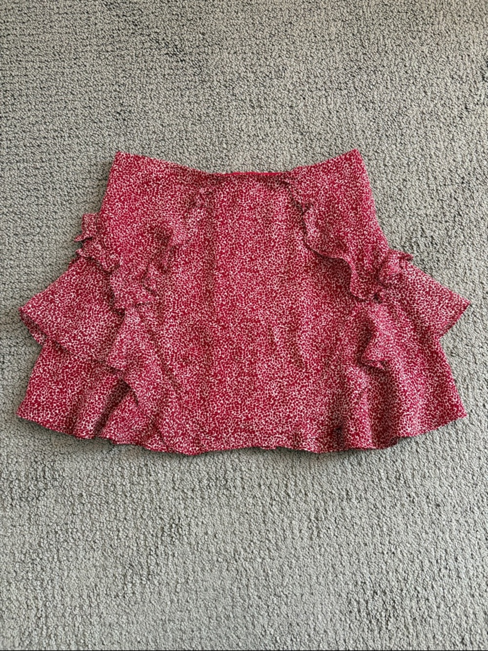 Derek Lam 10 Ruffled Pink Floral A-Line Mini Skirt